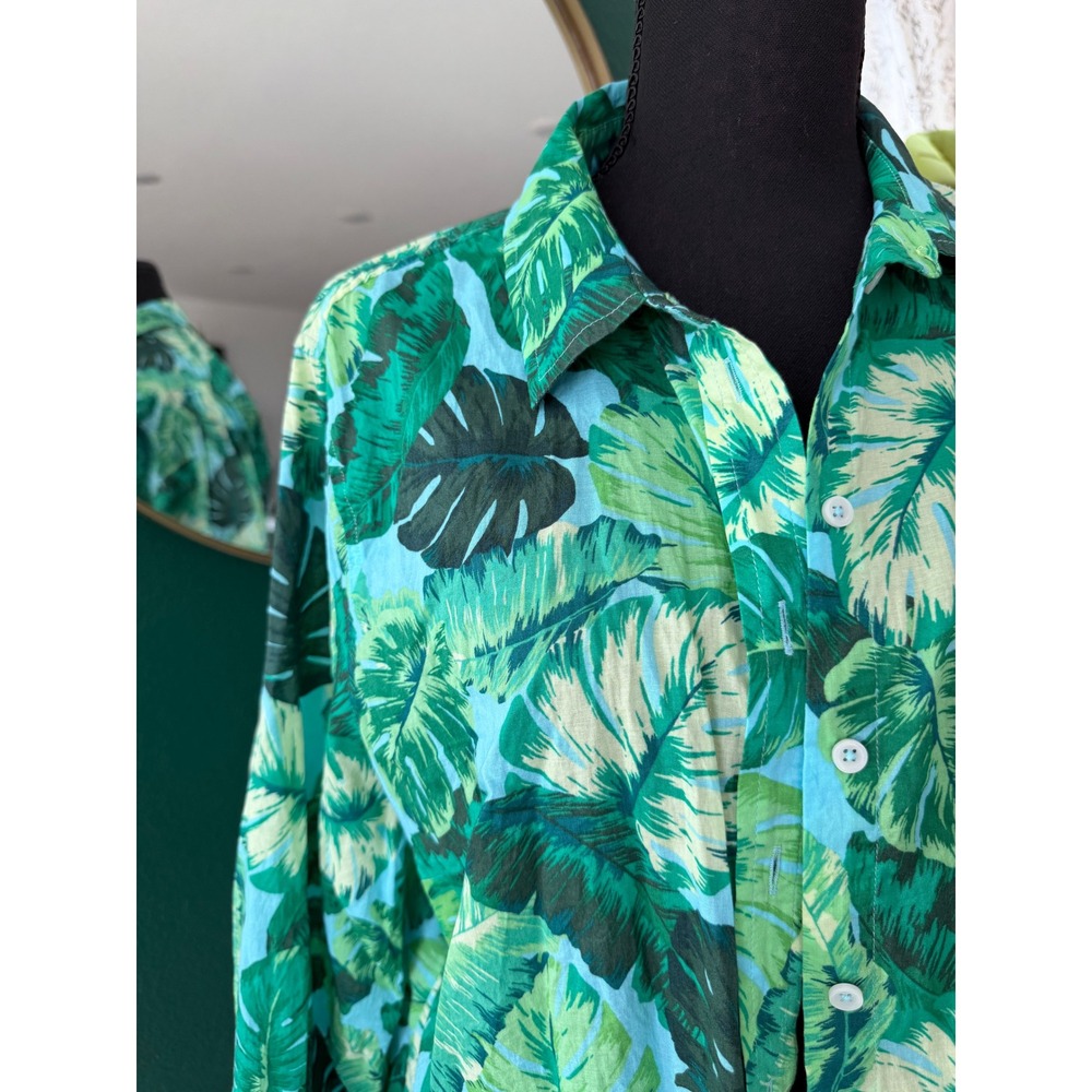 Talbots Tropical Leaf Print Button Down Shirt Wom… - image 2